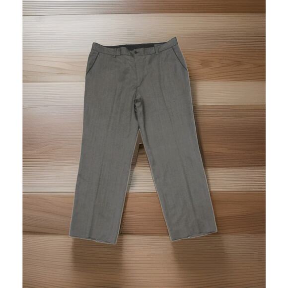 John Varvatos Pants Mens Grey Striped Wool Flat Dress Trouser USA Size 52(36×29)